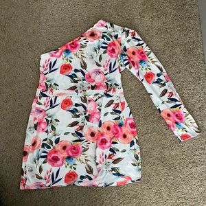 One shoulder floral dress